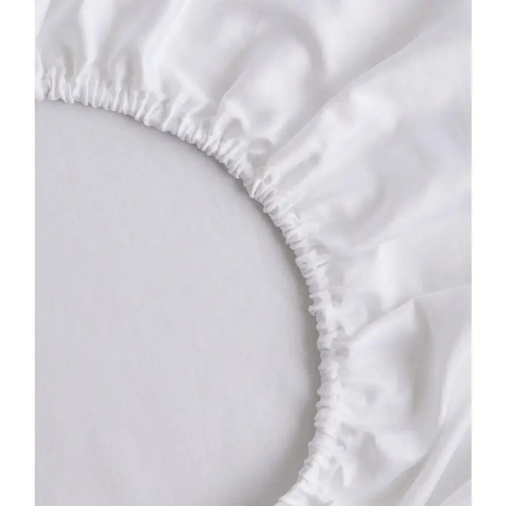 Quince Signature Giza Cotton Sateen Twin Sheet Set White NWOT 3 Pc Bedding